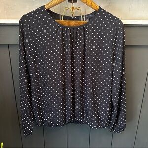 Tommy Hilfiger Blouse Logo Long Sleeve Lined‎ Navy Black White size M